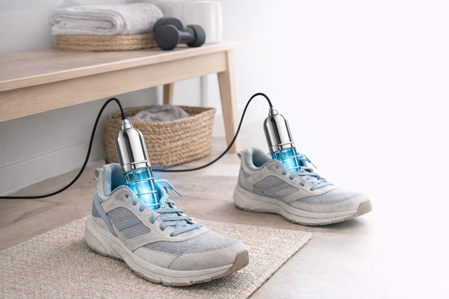 UV-C light works inside the shoe to help reduce odor-causing bacteria